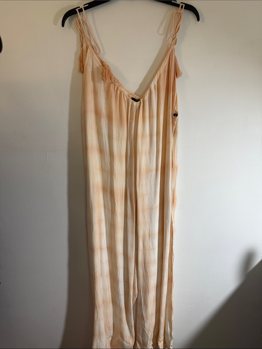 Forever 21 Peach and Cream Striped jumpsuit